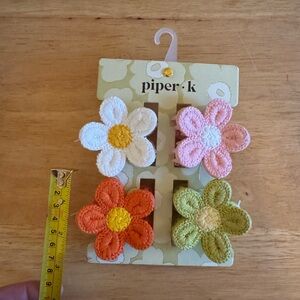 Piper Floral Hair Clips - White, Pink, Orange, Green